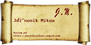 Jánosik Miksa névjegykártya